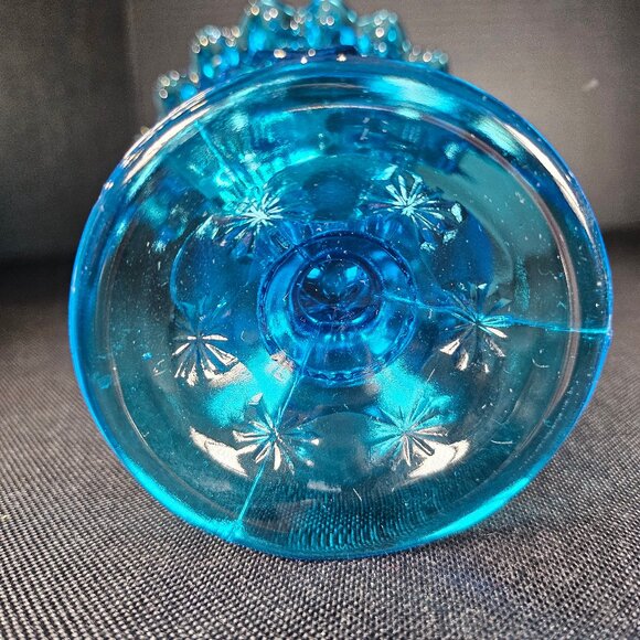 Vintage LE Smith Moon And Stars Colonial Blue Compote On Pedestal Base - Picture 4 of 10